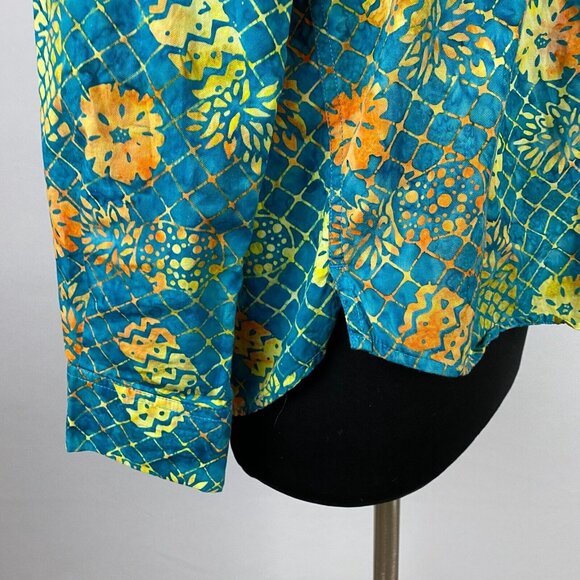 Pete Huntington Shirt Womens Button Down Unique Tribal Pineapple Print Travel M - Picture 4 of 9